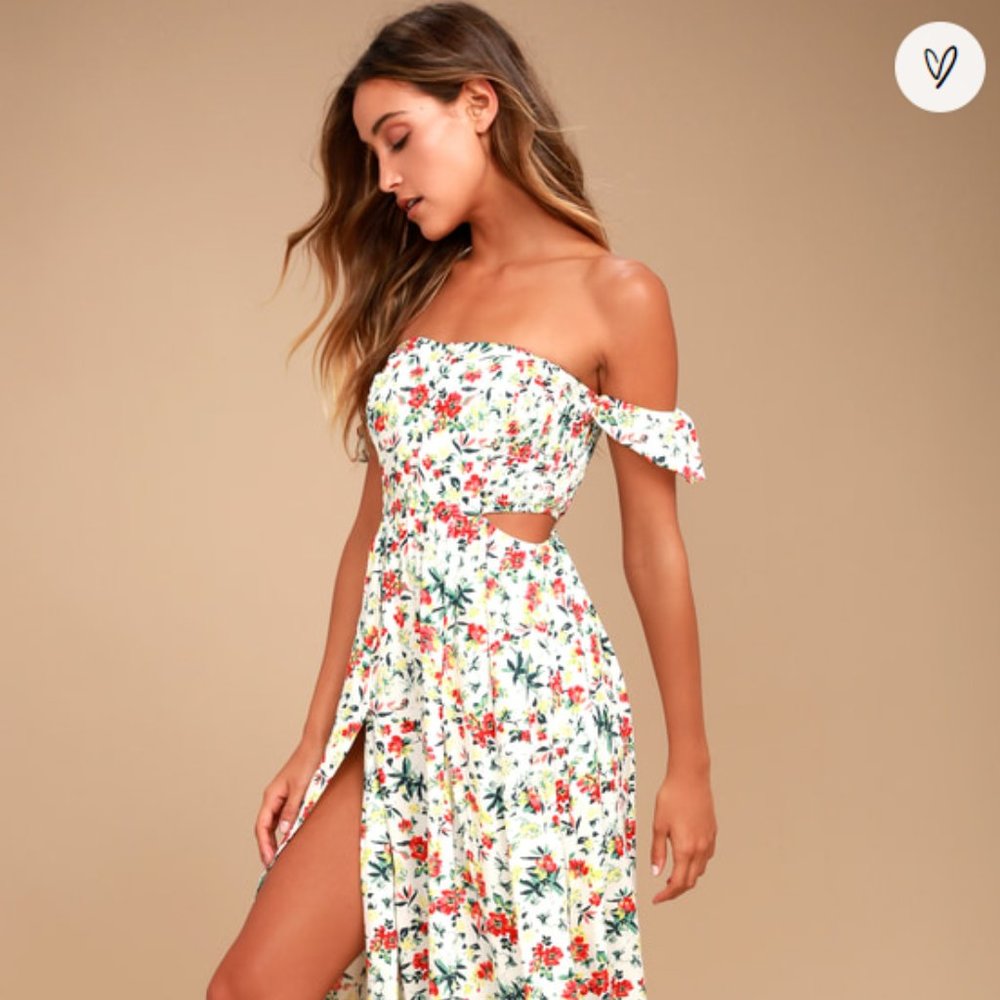 Lush Floral Off the Shoulder Dress (Size M)